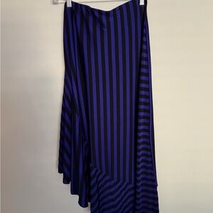 Zara Black and Blue Striped High-Low Skirt
